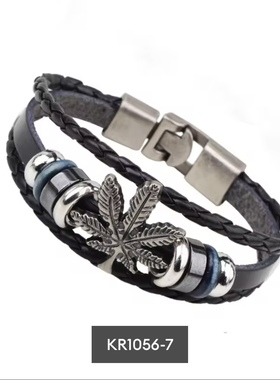 日韩纯手工编织手链复古朋克海军风船锚牛皮学生男女兄弟手绳饰品