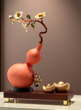 客厅桌面招财小葫芦摆件陶瓷新中式玄关电视酒柜办公室高档装饰品