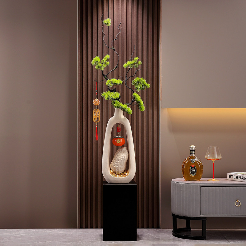 柿柿如意陶瓷花瓶落地摆件入户玄关电视柜旁高款插干花装饰品花器,淘宝优惠券,粉丝福利购,淘宝优惠卷