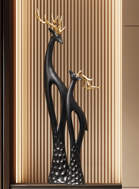 一鹿生财高级感黑白艺术对鹿