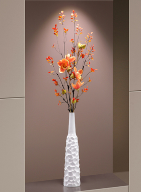 极简黑色花瓶高级感摆件细长高客厅桌面插花玄关电视柜装饰摆设品