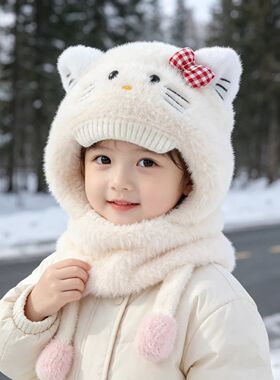 冬季kitty儿童全包护耳保暖帽子