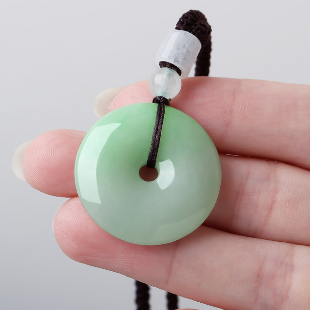 Jade peace buckle Myanmar a goods full color necklace pendant