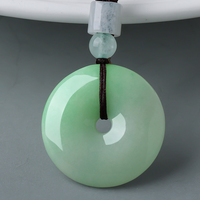 Jade peace buckle Myanmar a goods full color necklace pendant