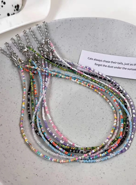 跨境直播爆款混批批新款秋冬日常小米珠串珠项链甜美可爱少女百搭