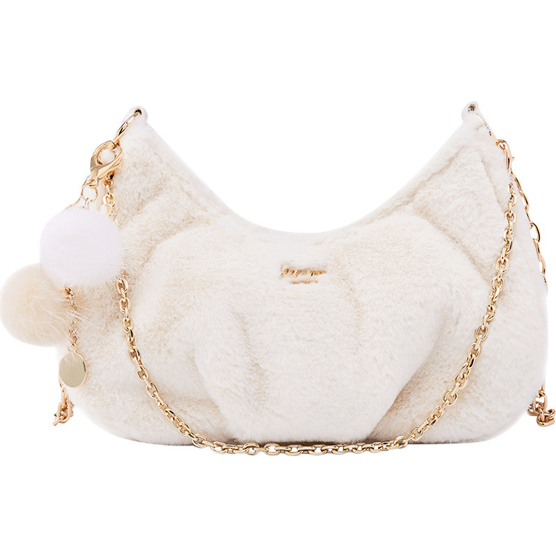 2020秋冬新款潮褶皱云朵毛绒斜挎包 音魅女士包袋