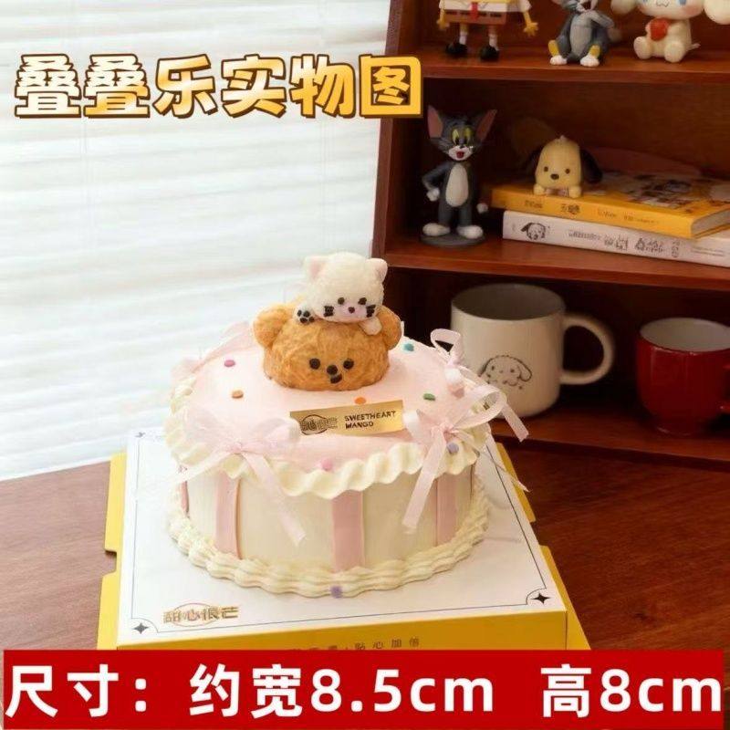 网红立体卡通叠叠乐小熊巧克力猫狗蛋糕装饰生日蛋糕摆件可食用,淘宝优惠券,粉丝福利购,淘宝优惠卷