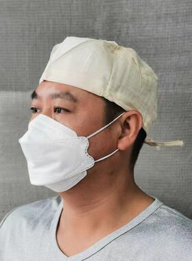 05炊事圆帽医生帽子护士帽实验帽本白色帽卫生帽本白纯棉布工作帽