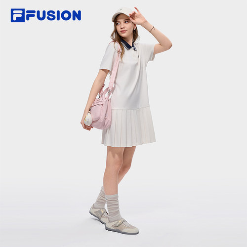 FILA FUSION斐乐潮牌女子针织连衣裙26夏季新款宽松POLO裙百褶裙 - 图2