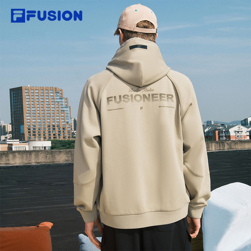 FILA FUSION斐乐潮牌男子针织连帽外套2025秋季新款休闲宽松上衣,淘宝优惠券,粉丝福利购,淘宝优惠卷