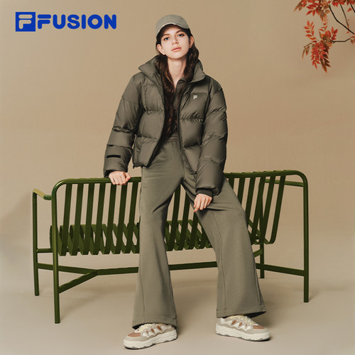 FILA FUSION斐乐潮牌针织长裤女2025冬季新款时尚休闲宽松直筒裤 - 图2