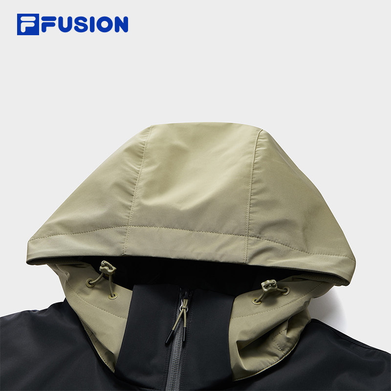 FILA FUSION斐乐潮牌梭织上衣男2025冬新款休闲宽松拼色连帽外套,淘宝优惠券,粉丝福利购,淘宝优惠卷