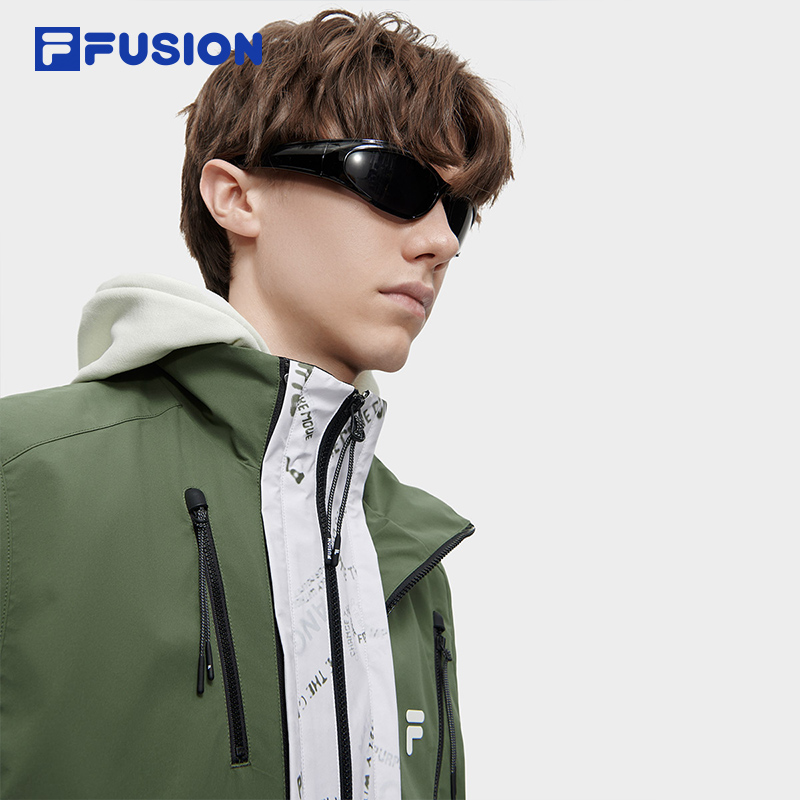 FILA FUSION斐乐潮牌梭织上衣两件套夹克男春秋撞色户外工装外套 - 图3