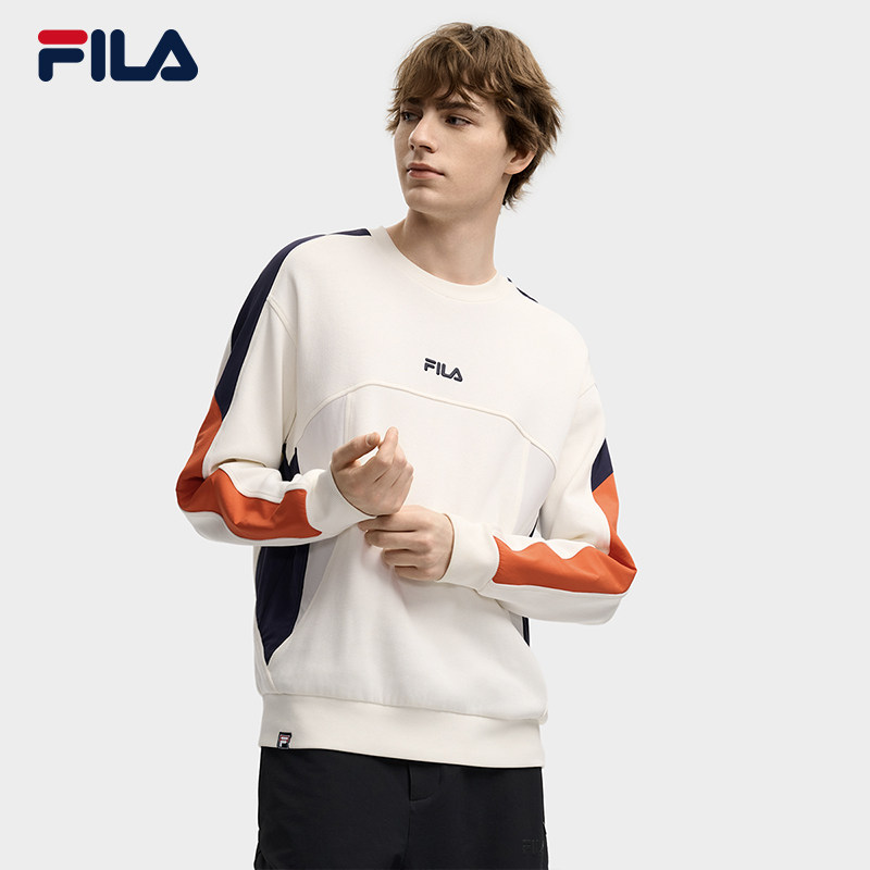 易烊千玺同款FILA斐乐官方男子套头卫衣2025冬新款拼色长袖上衣,淘宝优惠券,粉丝福利购,淘宝优惠卷