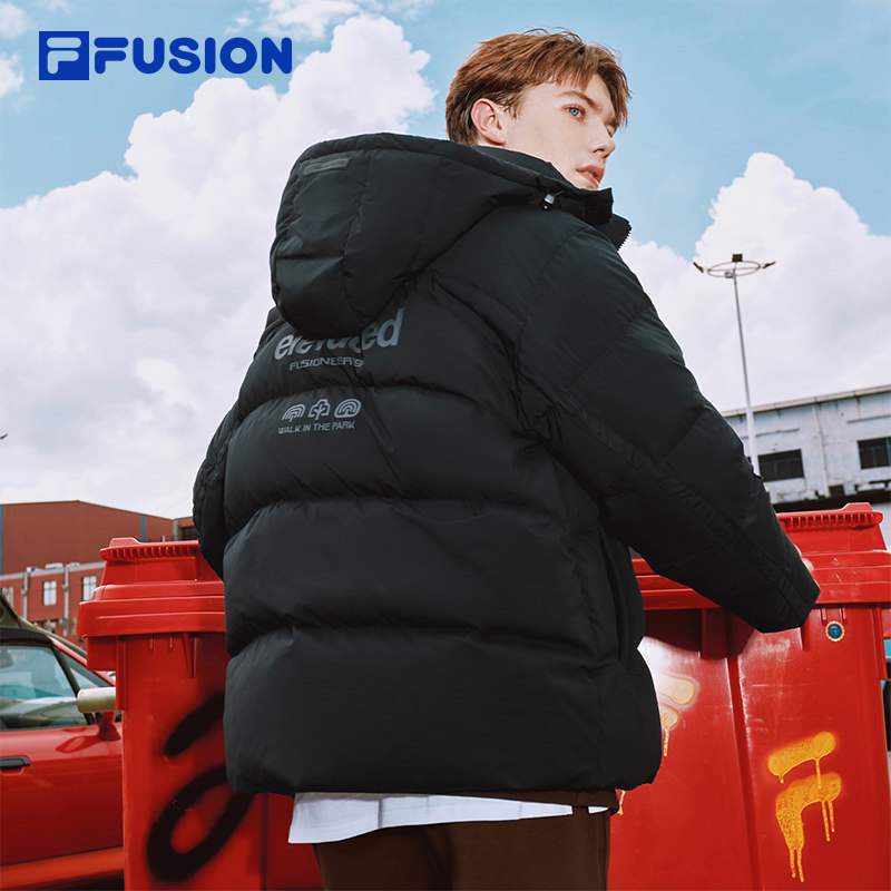 章昊同款FILA FUSION斐乐潮牌羽绒服男2025冬季新款保暖连帽外套 - 图1