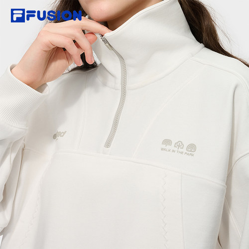 FILA FUSION斐乐潮牌女子套头卫衣官方冬季新款休闲针织长袖上衣 - 图3