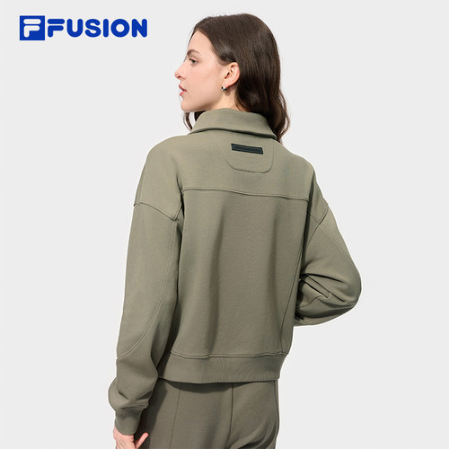 FILA FUSION斐乐潮牌女子套头卫衣官方冬季新款休闲针织长袖上衣 - 图1