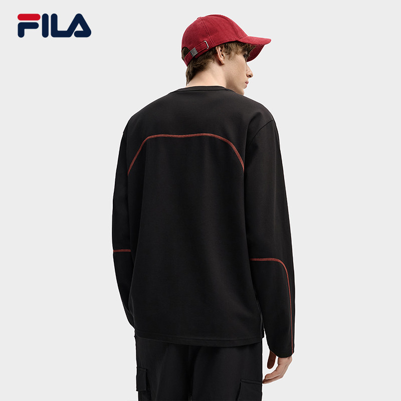 易烊千玺同款FILA斐乐官方男士针织长袖衫2025冬季新款圆领长T恤,淘宝优惠券,粉丝福利购,淘宝优惠卷