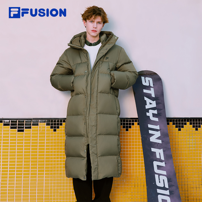 鹅绒FILA FUSION斐乐情侣款长款羽绒服2025冬季新款抗寒保暖外套 - 图2