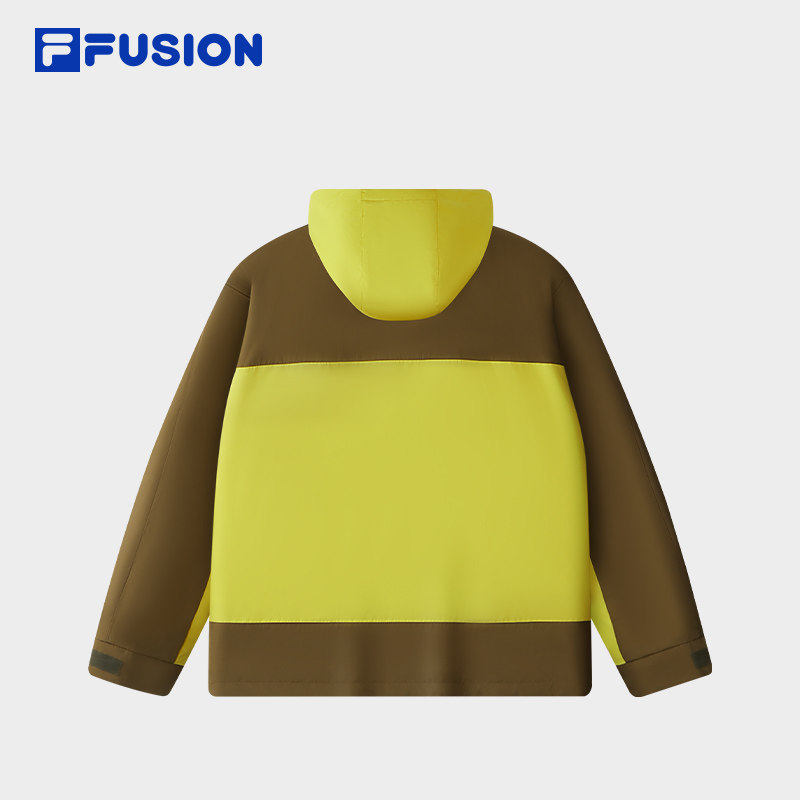 FILA FUSION斐乐潮牌梭织上衣男2025冬新款休闲宽松拼色连帽外套,淘宝优惠券,粉丝福利购,淘宝优惠卷