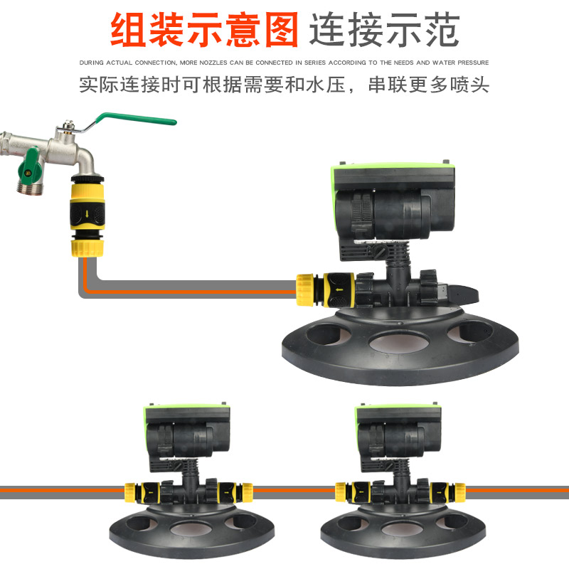 草坪绿化自动旋转摇摆式洒水器浇花喷头桥梁养护园林灌溉浇水神器 - 图2