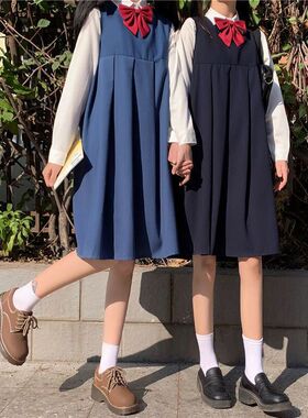 JK蝴蝶结学生两件套衬衫背带学院