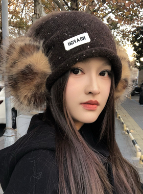 简约卷边针织冷帽女秋冬保暖大头围显脸小堆堆帽加大百搭包头帽男