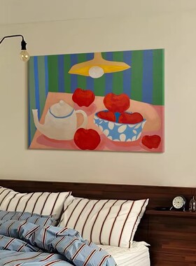 美式复古油画布抽象小众装饰画