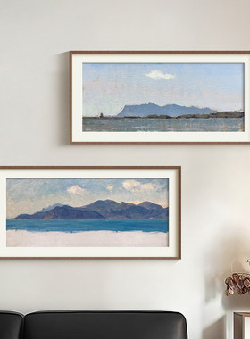中古风靠山寓意客厅背景墙装饰画
