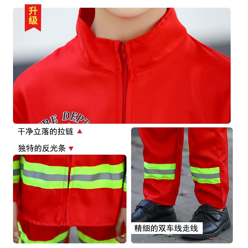 六一消防员服装儿童玩具套装职业角色扮演衣服幼儿园亲子作训表演-图1