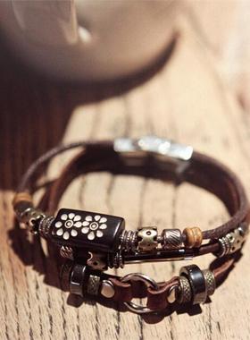 日系复古风潮男款皮质手链 Men Fashion Bracelets Rope bracelet