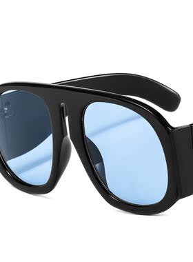 跨境ins大框太阳镜女欧美潮流圆形个性撞色墨镜sunglasses