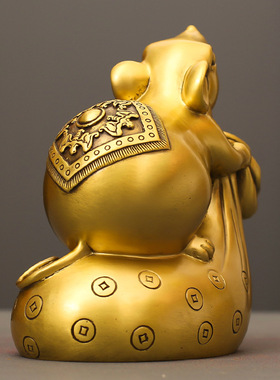 黄金袋鼠十二生肖福鼠摆件工艺品全铜家居客厅装饰品办公开业送礼