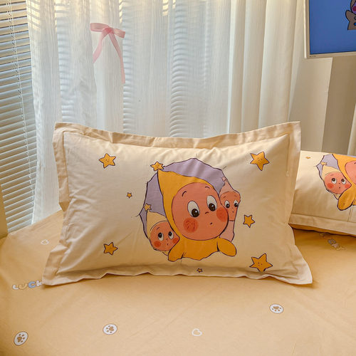 星星人卡通全棉床品四件套纯棉儿童被套床单笠学生宿舍床上三件套 - 图2