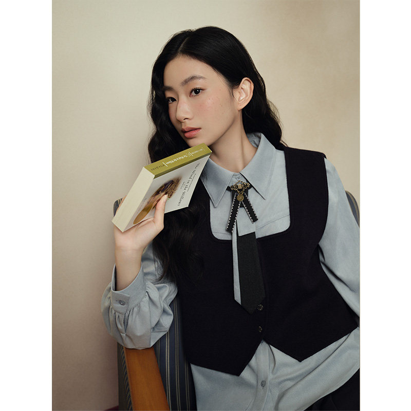 【博主同款】PIT复古蓝色百搭衬衫女长袖衬衣2025冬季新款上衣,淘宝优惠券,粉丝福利购,淘宝优惠卷