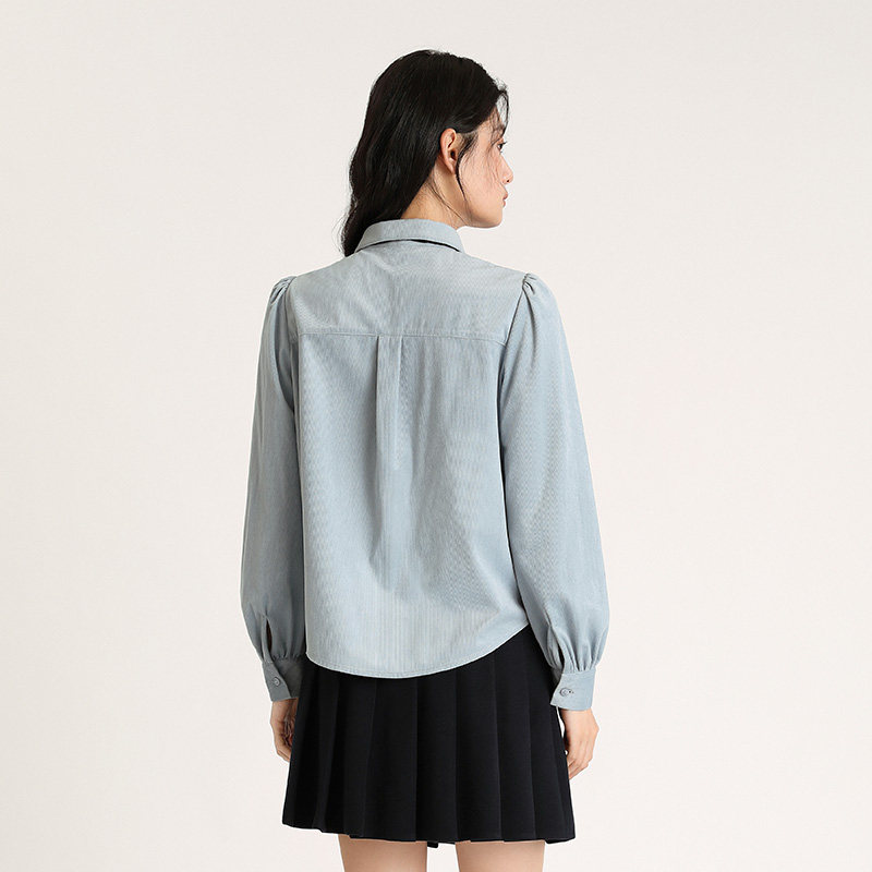 【博主同款】PIT复古蓝色百搭衬衫女长袖衬衣2025冬季新款上衣,淘宝优惠券,粉丝福利购,淘宝优惠卷