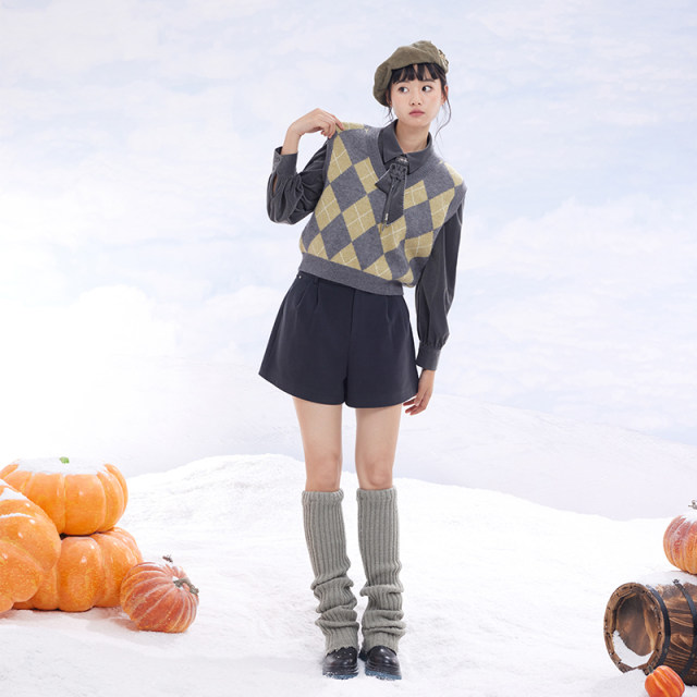 PIT small high-waisted simple and versatile suit shorts make you look slim and loose commuter wide-leg pants for women in autumn and winter