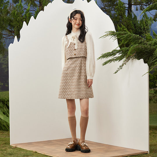 PIT retro camisole dress rhombus miu style wear waist pinch waist slimming winter new product versatile