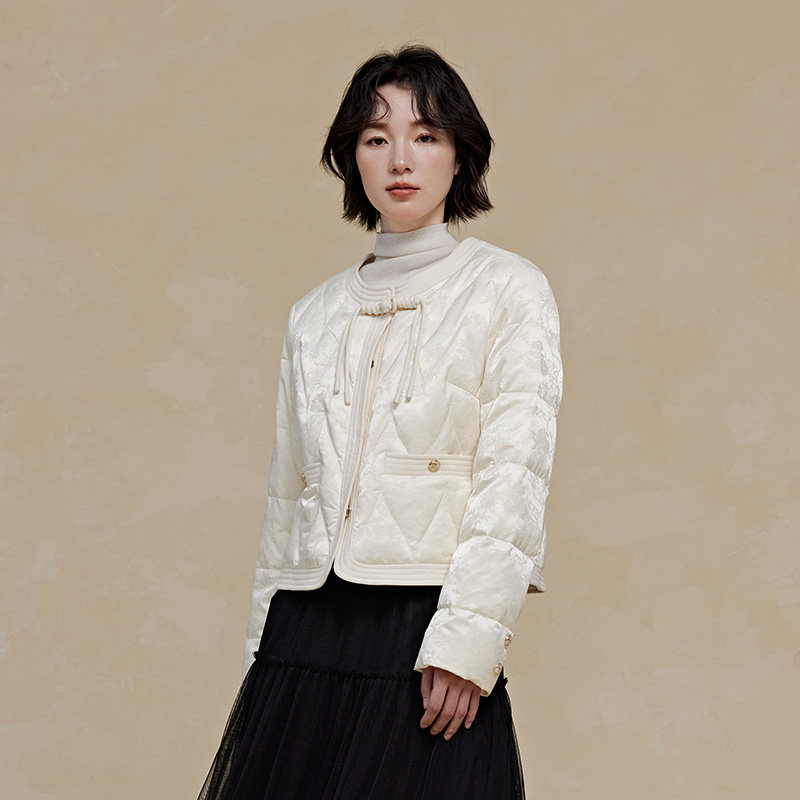 PIT珍珠白小香风中式羽绒服女2025秋季新款薄款短外套小个子显高,淘宝优惠券,粉丝福利购,淘宝优惠卷