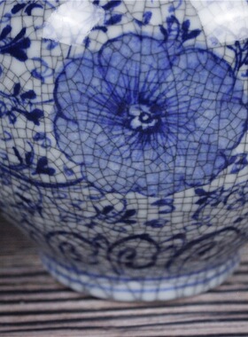 景德镇陶瓷器手绘青花开片仿古官窑花瓶新中式插花器客厅家居摆件