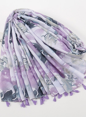 scarf 文艺小清新棉麻复古流苏围巾印花唯美丝巾日系防晒披肩