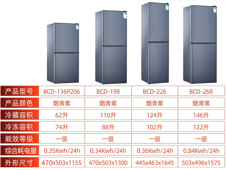 扬子电气无霜双开门电冰箱冷藏冷冻小型家用宿舍一级节能两门冰箱 - 图1