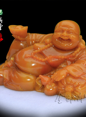 仿古风元宝保平安玉石弥勒佛像