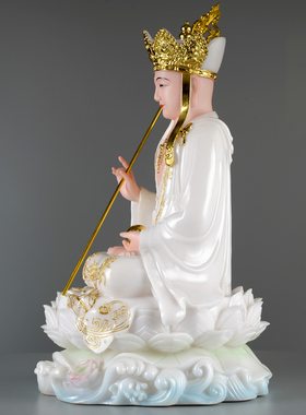 汉白玉水莲描金地藏菩萨像