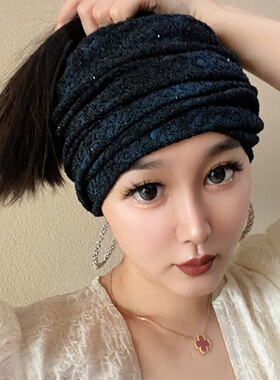 复古提花空顶帽女遮白发显脸小