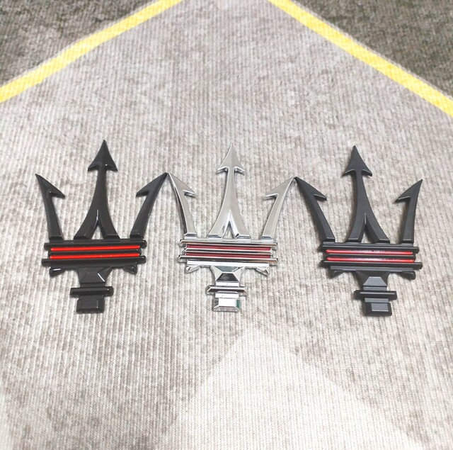 Suitable for new Maserati car logo modification black Geberi Levante Grega side logo hood tail logo