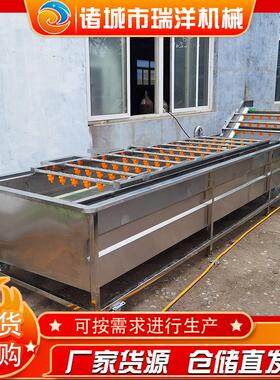 椰枣气泡喷淋式清洗机 柑橘清洗上蜡设备 多功能蔬菜清洗流水线