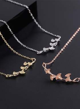 s999纯银三生有杏项链女银杏