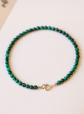 天然孔雀石手链女素圈手串