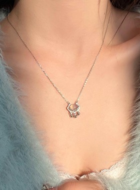 999纯银白玉髓平安锁项链女轻奢